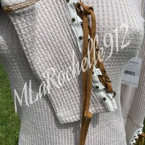 Free People thermal knit top with ties